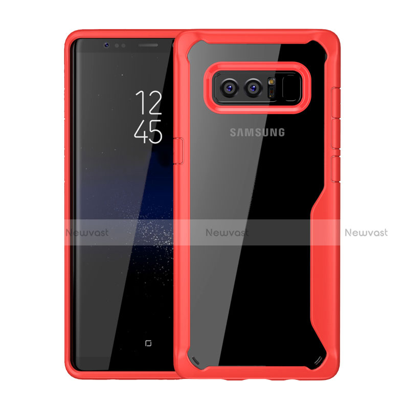 Silicone Transparent Mirror Frame Case Cover for Samsung Galaxy Note 8 Duos N950F Red