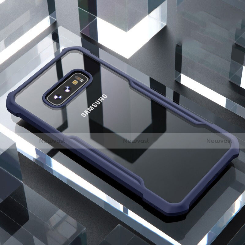 Silicone Transparent Mirror Frame Case Cover for Samsung Galaxy S10e Blue