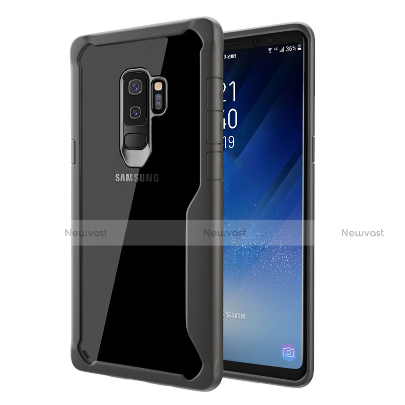 Silicone Transparent Mirror Frame Case Cover for Samsung Galaxy S9 Plus Gray