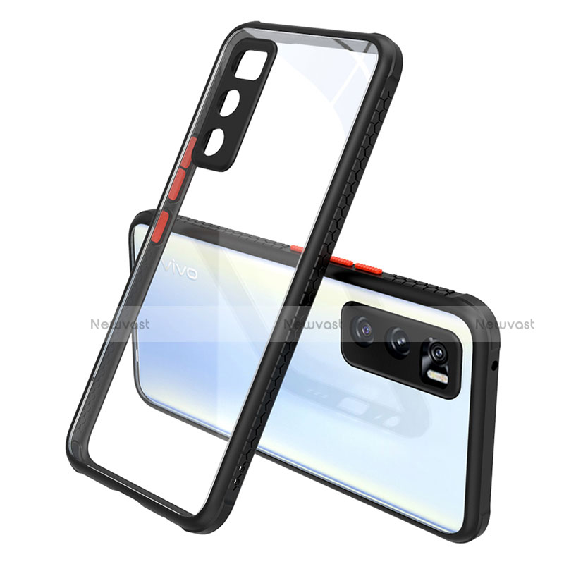 Silicone Transparent Mirror Frame Case Cover for Vivo V20 SE Black