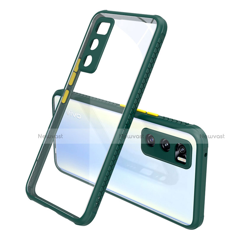 Silicone Transparent Mirror Frame Case Cover for Vivo V20 SE Midnight Green