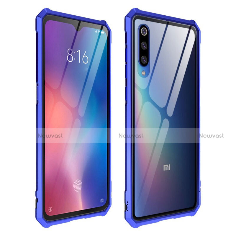 Silicone Transparent Mirror Frame Case Cover for Xiaomi Mi 9 Pro 5G Blue