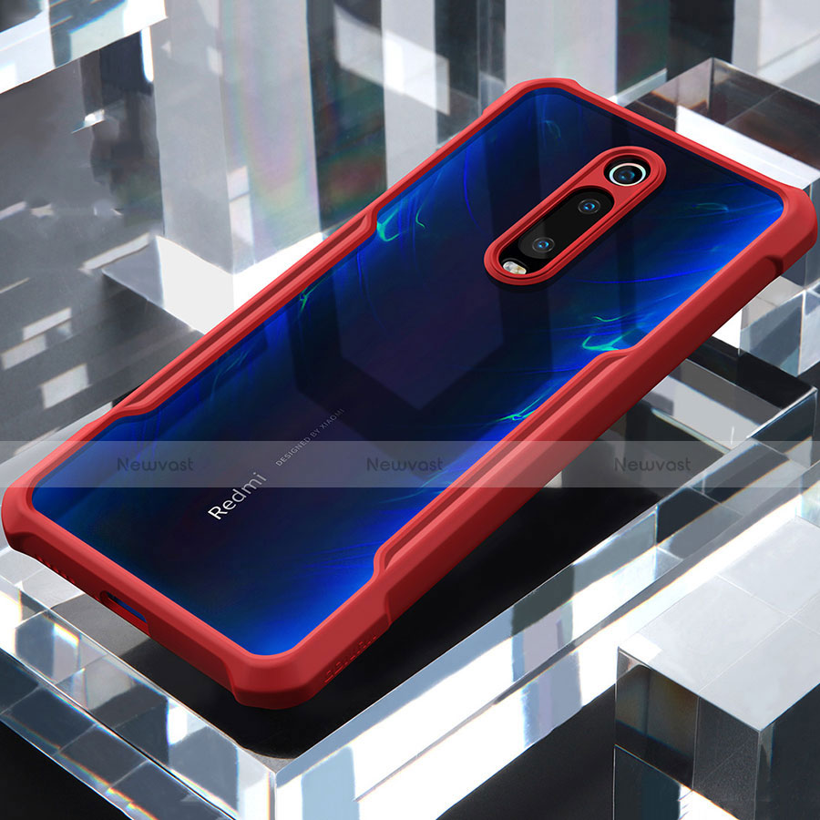 Silicone Transparent Mirror Frame Case Cover for Xiaomi Mi 9T Red