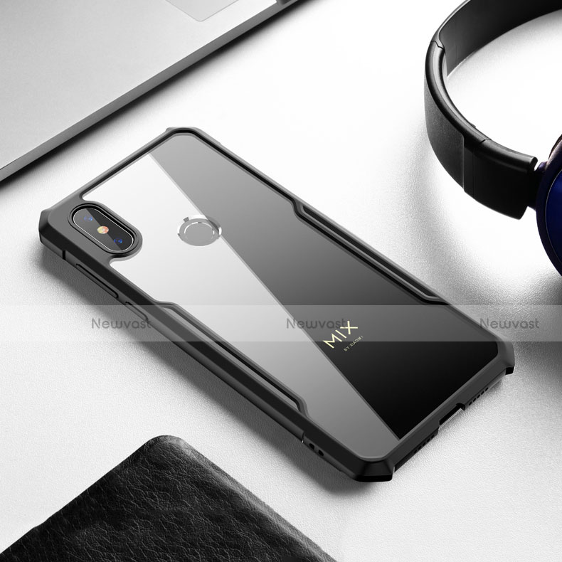 Silicone Transparent Mirror Frame Case Cover for Xiaomi Mi Mix 3 Black