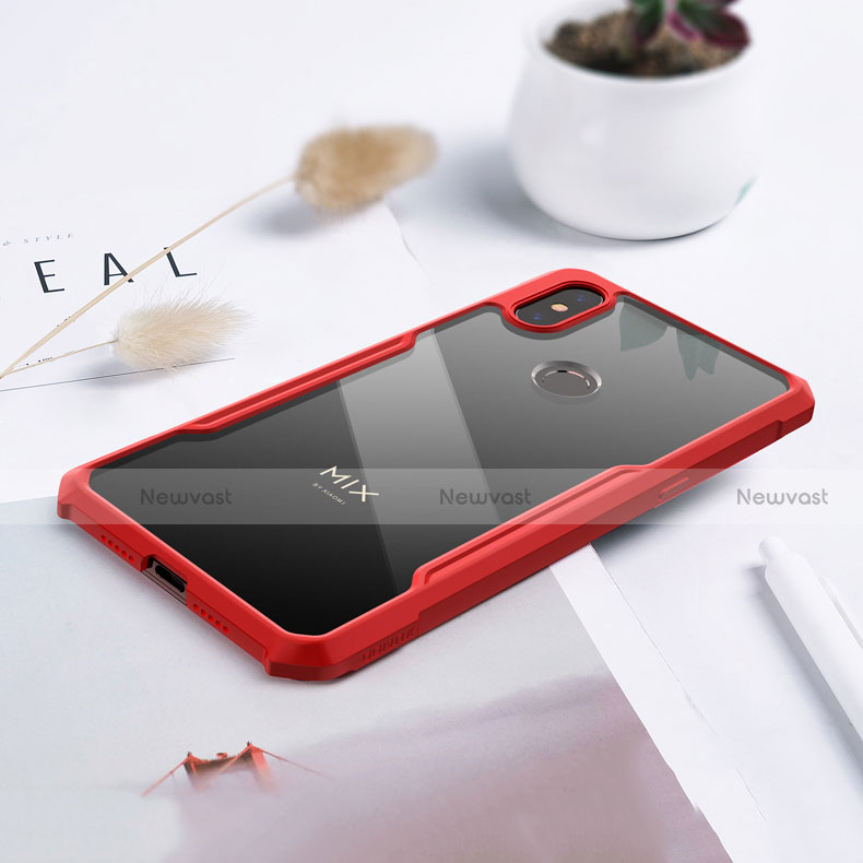 Silicone Transparent Mirror Frame Case Cover for Xiaomi Mi Mix 3 Red