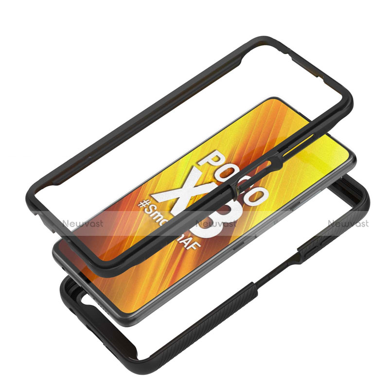 Silicone Transparent Mirror Frame Case Cover for Xiaomi Poco X3 NFC Black
