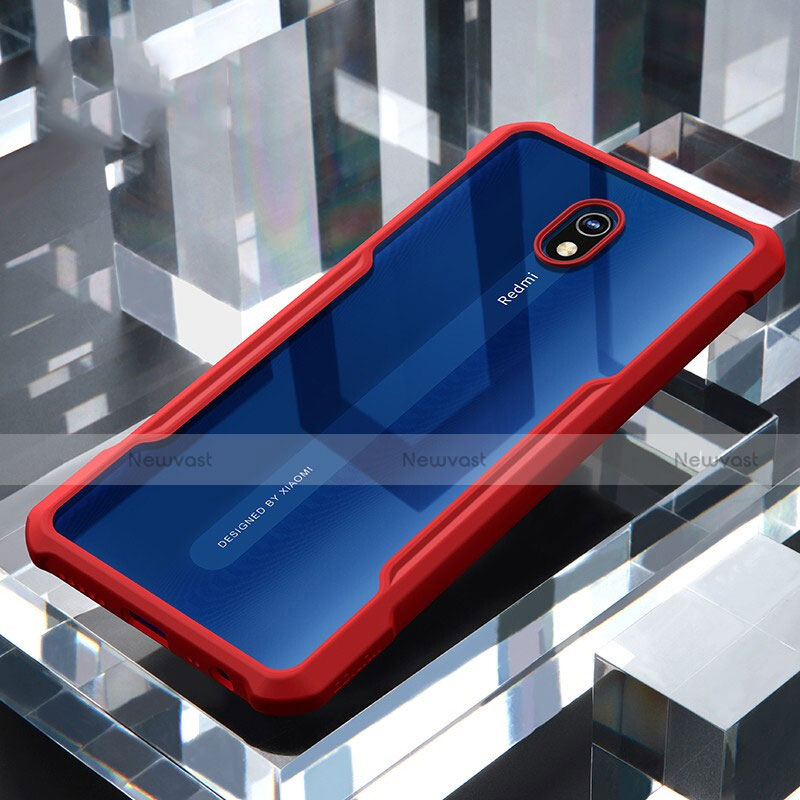 Silicone Transparent Mirror Frame Case Cover for Xiaomi Redmi 8A Red