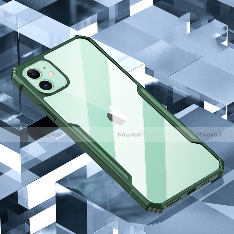 Silicone Transparent Mirror Frame Case Cover H01 for Apple iPhone 11 Green