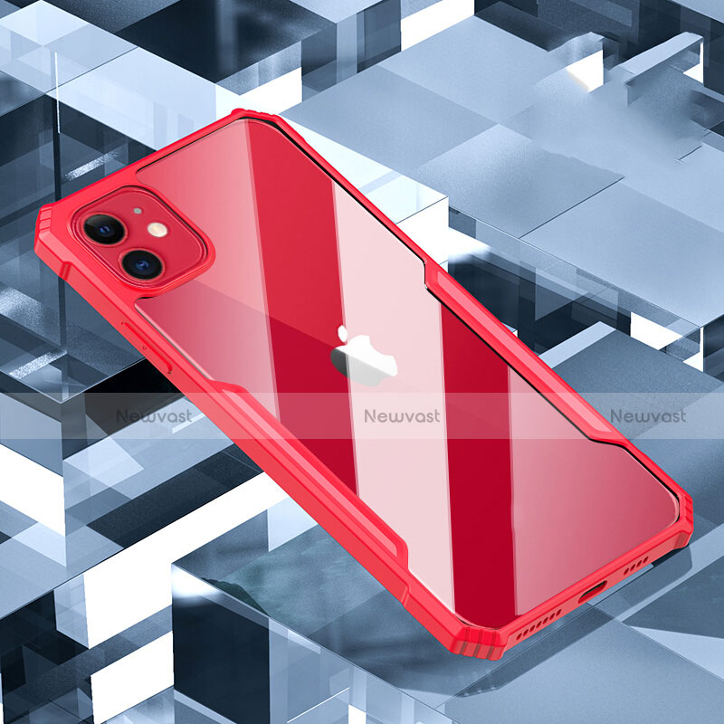 Silicone Transparent Mirror Frame Case Cover H01 for Apple iPhone 11 Red