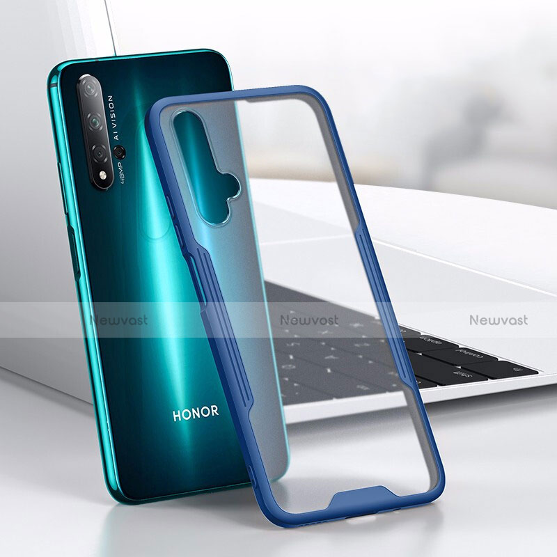 Silicone Transparent Mirror Frame Case Cover H01 for Huawei Honor 20 Blue