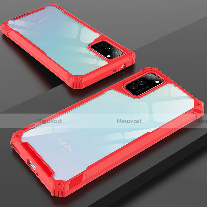 Silicone Transparent Mirror Frame Case Cover H01 for Huawei Honor View 30 5G Red