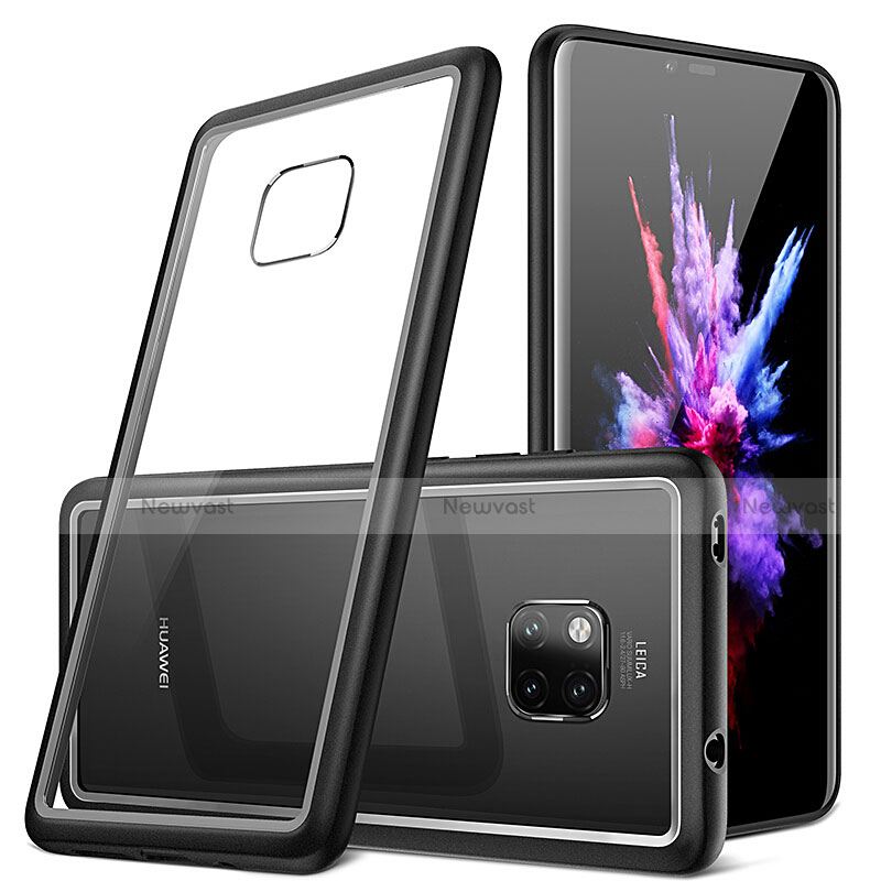 Silicone Transparent Mirror Frame Case Cover H01 for Huawei Mate 20 Pro Black