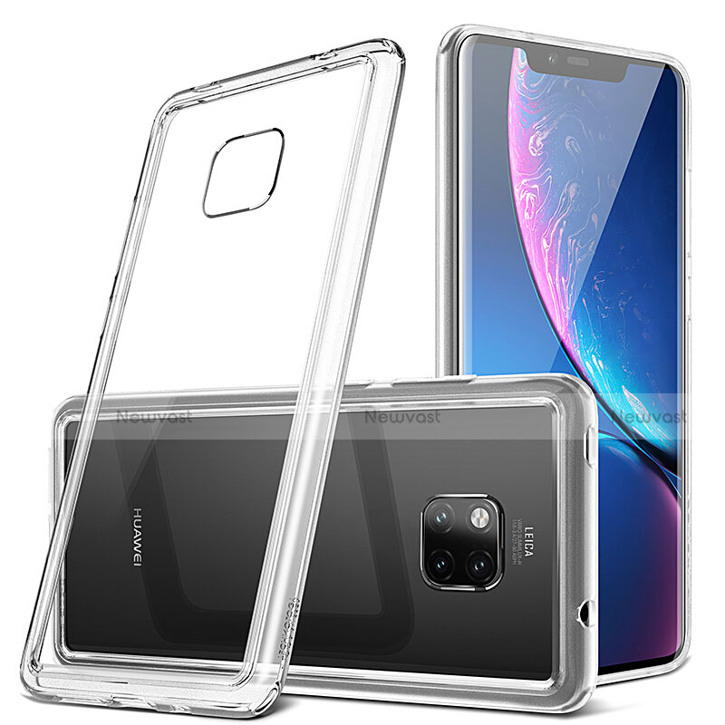 Silicone Transparent Mirror Frame Case Cover H01 for Huawei Mate 20 Pro White