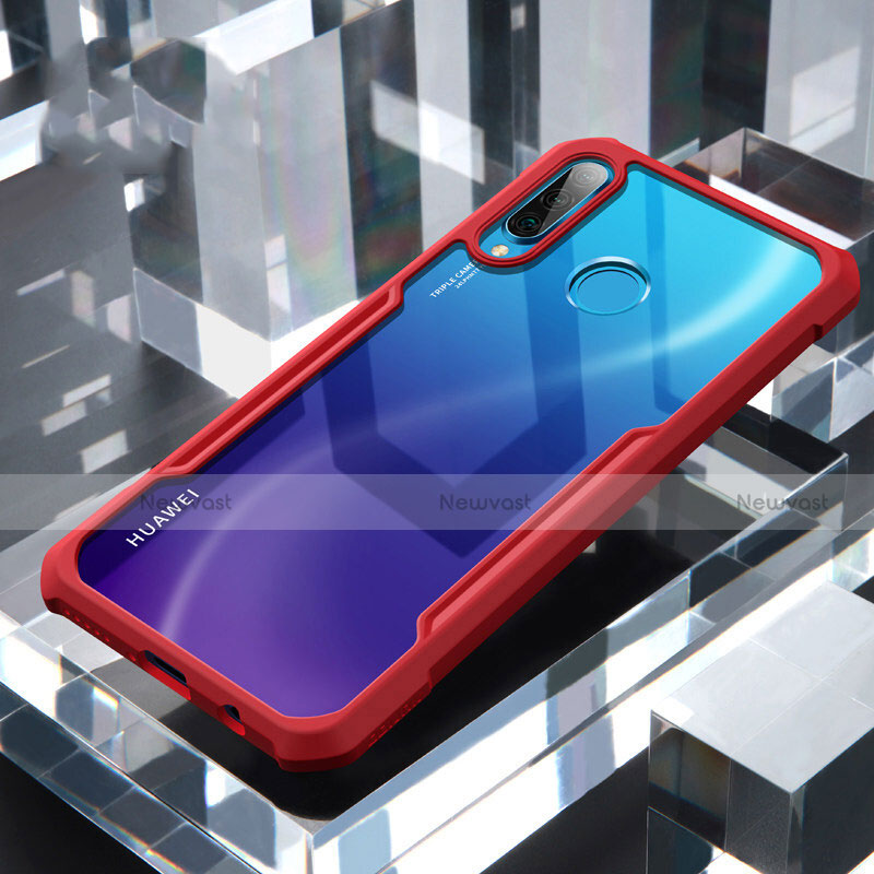 Silicone Transparent Mirror Frame Case Cover H01 for Huawei Nova 4e Red