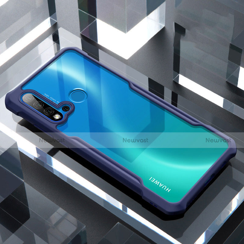 Silicone Transparent Mirror Frame Case Cover H01 for Huawei Nova 5i Blue