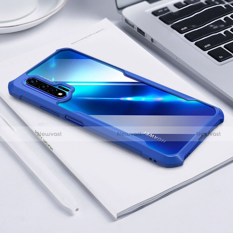 Silicone Transparent Mirror Frame Case Cover H01 for Huawei Nova 6 5G Blue