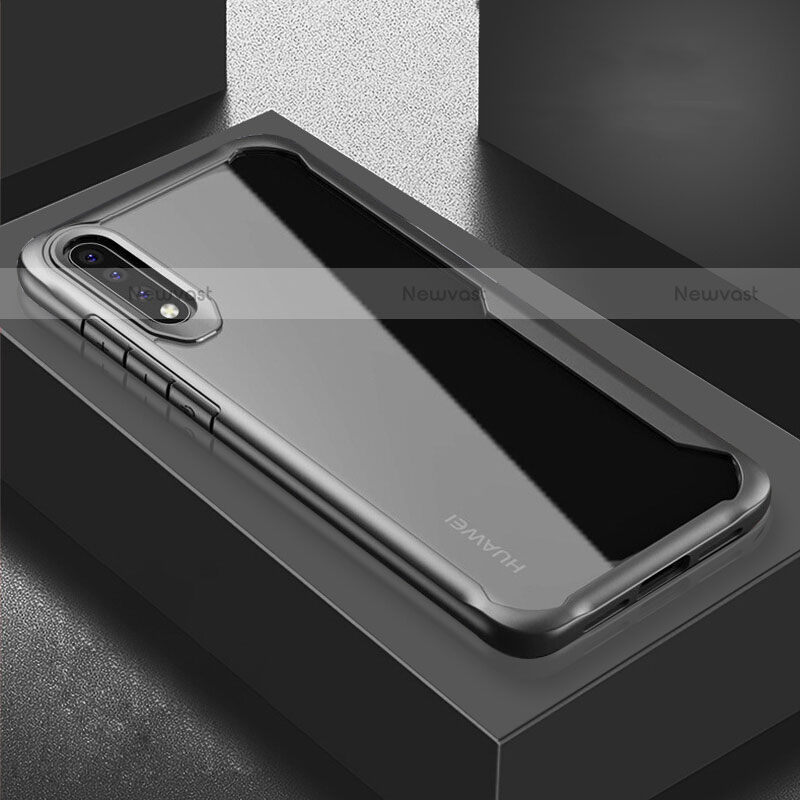 Silicone Transparent Mirror Frame Case Cover H01 for Huawei P20 Pro Black
