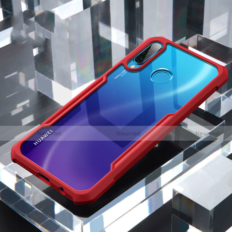 Silicone Transparent Mirror Frame Case Cover H01 for Huawei P30 Lite Red
