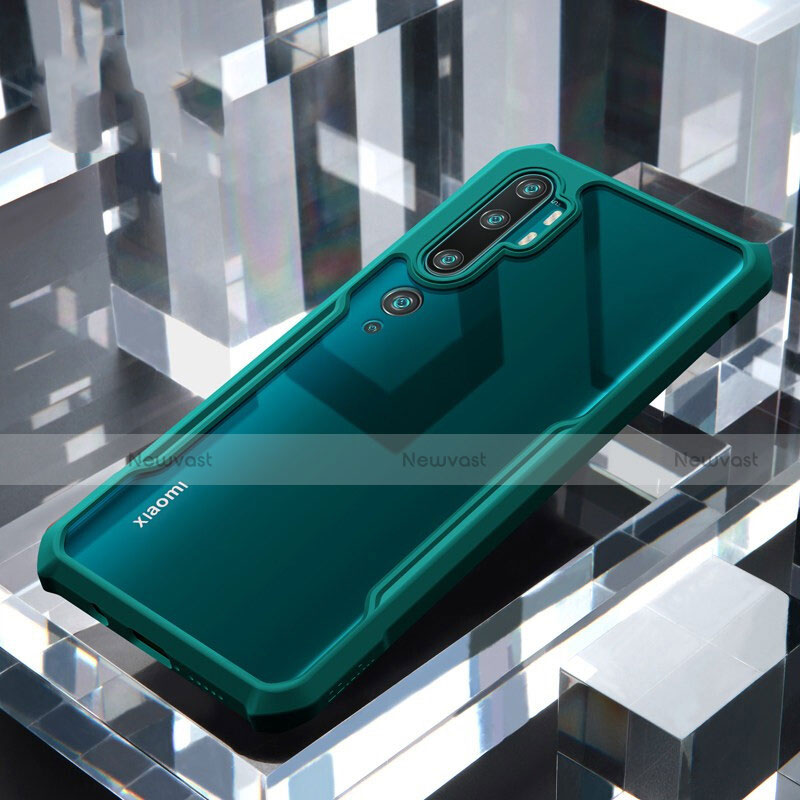 Silicone Transparent Mirror Frame Case Cover H01 for Xiaomi Mi Note 10 Green