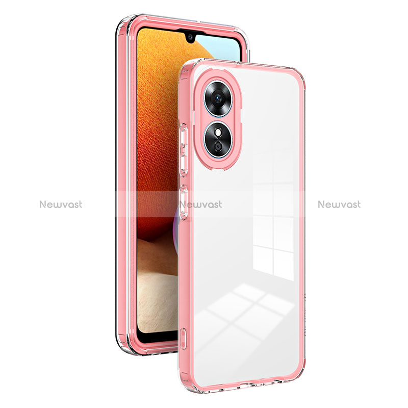 Silicone Transparent Mirror Frame Case Cover H01P for Oppo A17