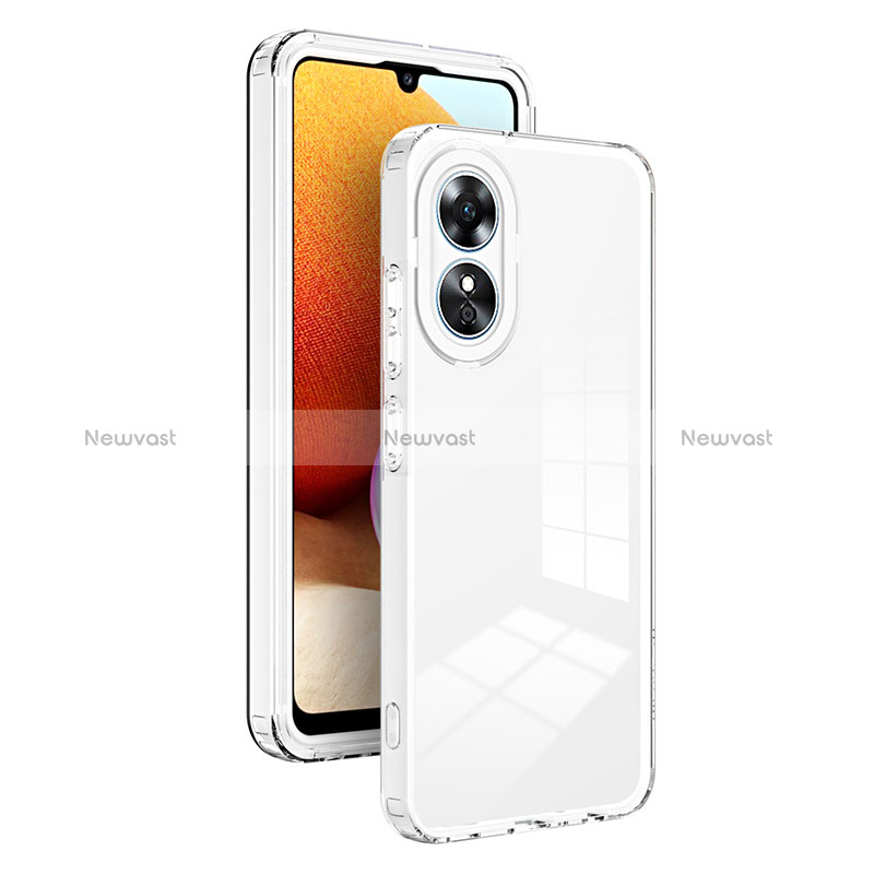 Silicone Transparent Mirror Frame Case Cover H01P for Oppo A17