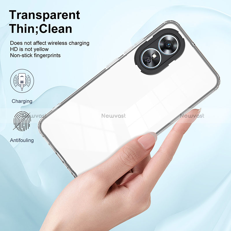 Silicone Transparent Mirror Frame Case Cover H01P for Oppo A17