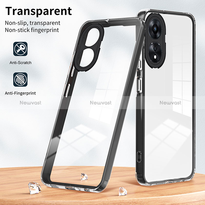 Silicone Transparent Mirror Frame Case Cover H01P for Oppo A58 5G