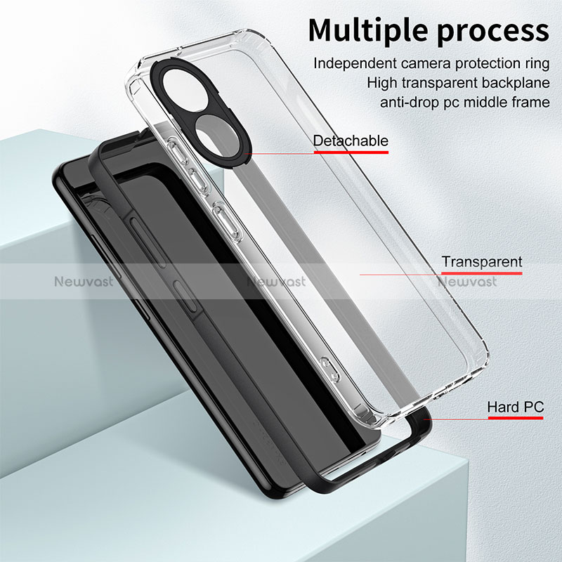 Silicone Transparent Mirror Frame Case Cover H01P for Oppo A58 5G