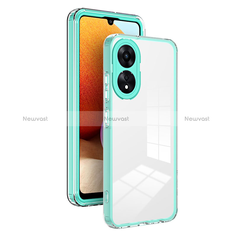 Silicone Transparent Mirror Frame Case Cover H01P for Oppo A58 5G Green