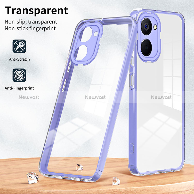 Silicone Transparent Mirror Frame Case Cover H01P for Realme 10 4G