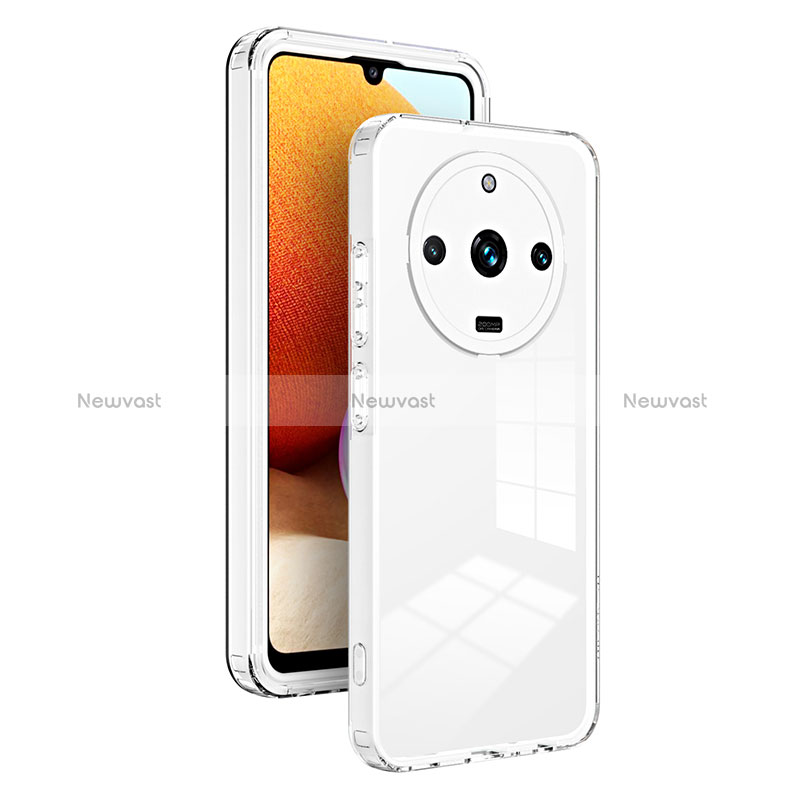 Silicone Transparent Mirror Frame Case Cover H01P for Realme 11 Pro+ Plus 5G White