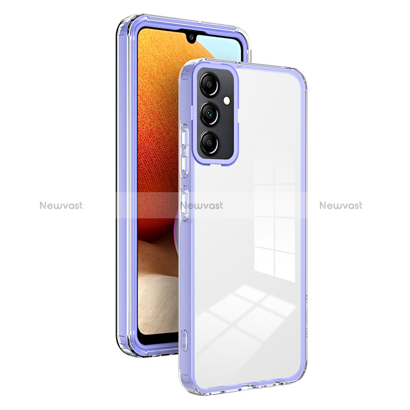 Silicone Transparent Mirror Frame Case Cover H01P for Samsung Galaxy A14 5G Purple
