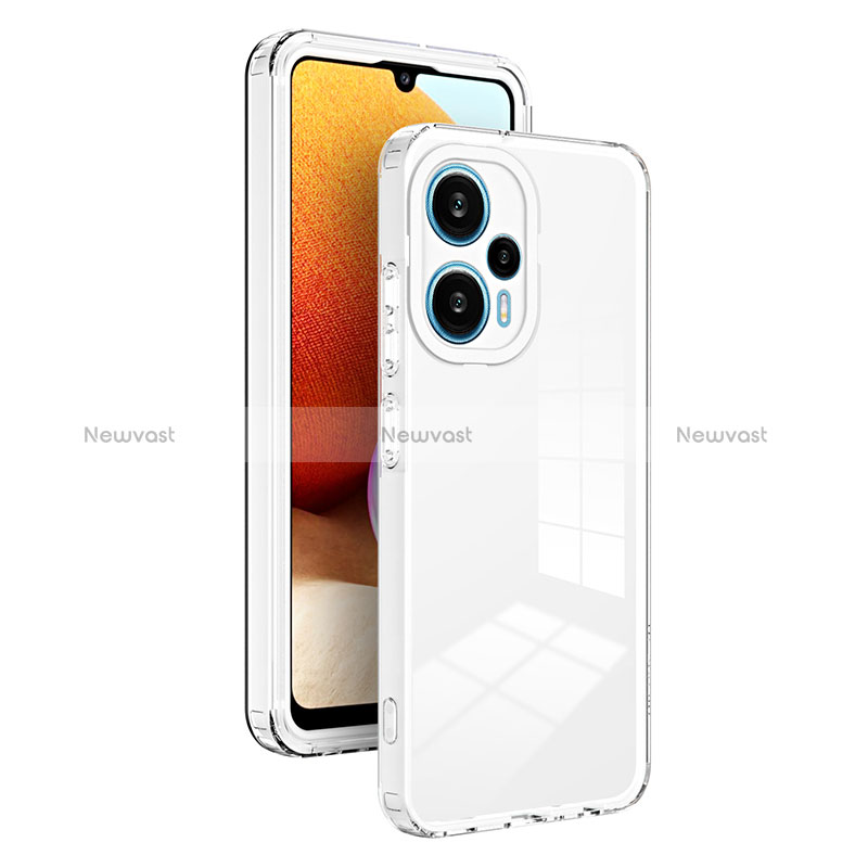 Silicone Transparent Mirror Frame Case Cover H01P for Xiaomi Poco F5 5G White