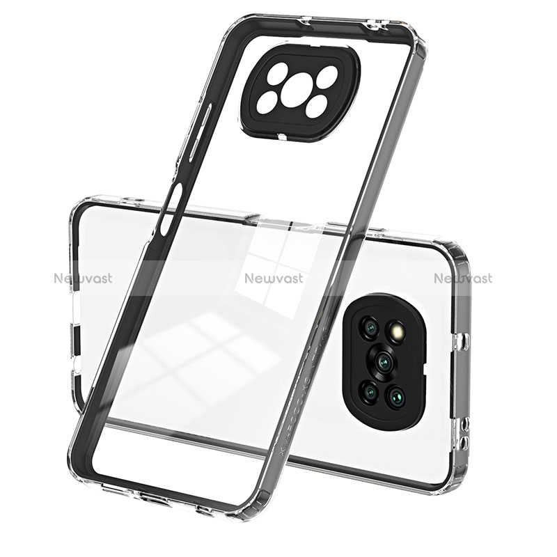 Silicone Transparent Mirror Frame Case Cover H01P for Xiaomi Poco X3 Pro Black