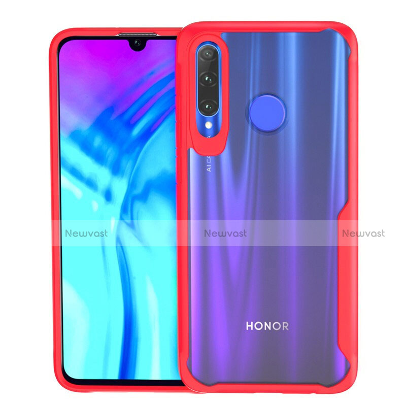 Silicone Transparent Mirror Frame Case Cover H02 for Huawei Honor 20i Red