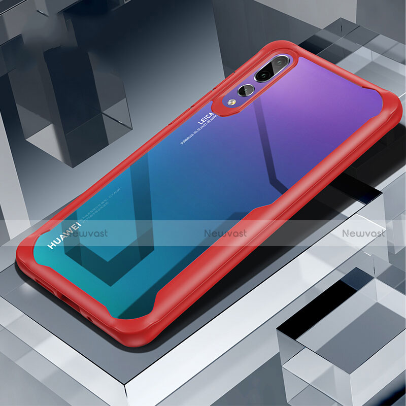 Silicone Transparent Mirror Frame Case Cover H02 for Huawei P20 Pro Red
