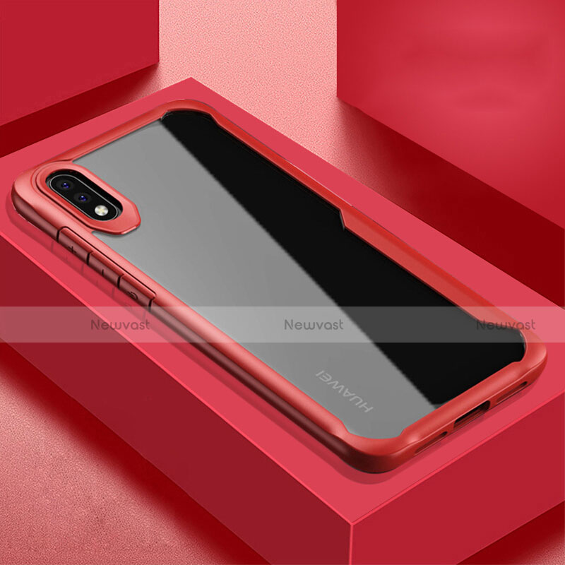 Silicone Transparent Mirror Frame Case Cover H02 for Huawei P20 Red