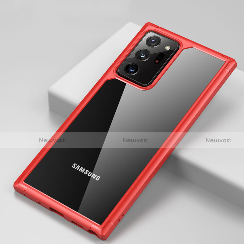 Silicone Transparent Mirror Frame Case Cover H02 for Samsung Galaxy Note 20 Ultra 5G Red