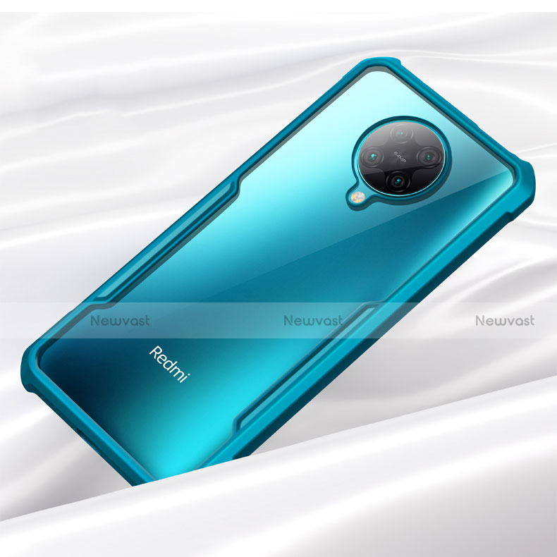 Silicone Transparent Mirror Frame Case Cover H02 for Xiaomi Redmi K30 Pro 5G Cyan