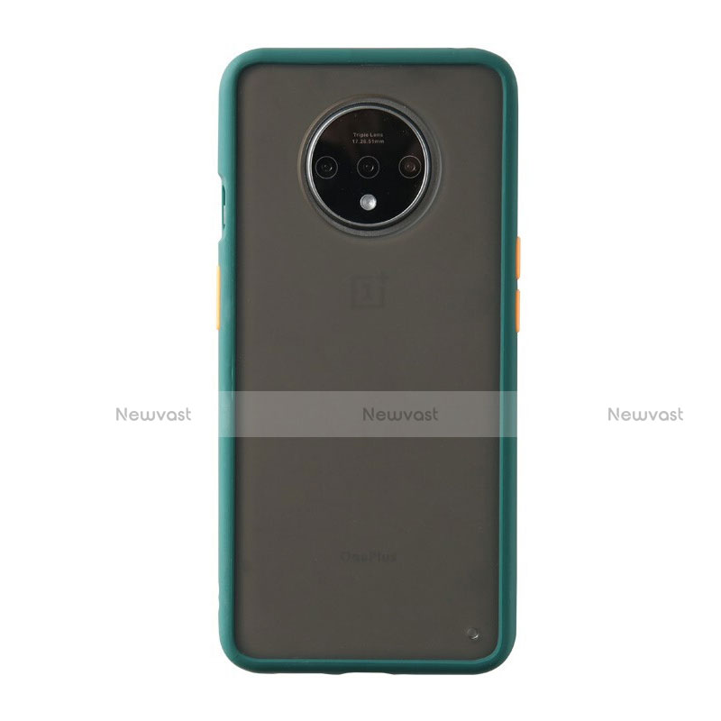 Silicone Transparent Mirror Frame Case Cover H03 for OnePlus 7T Cyan