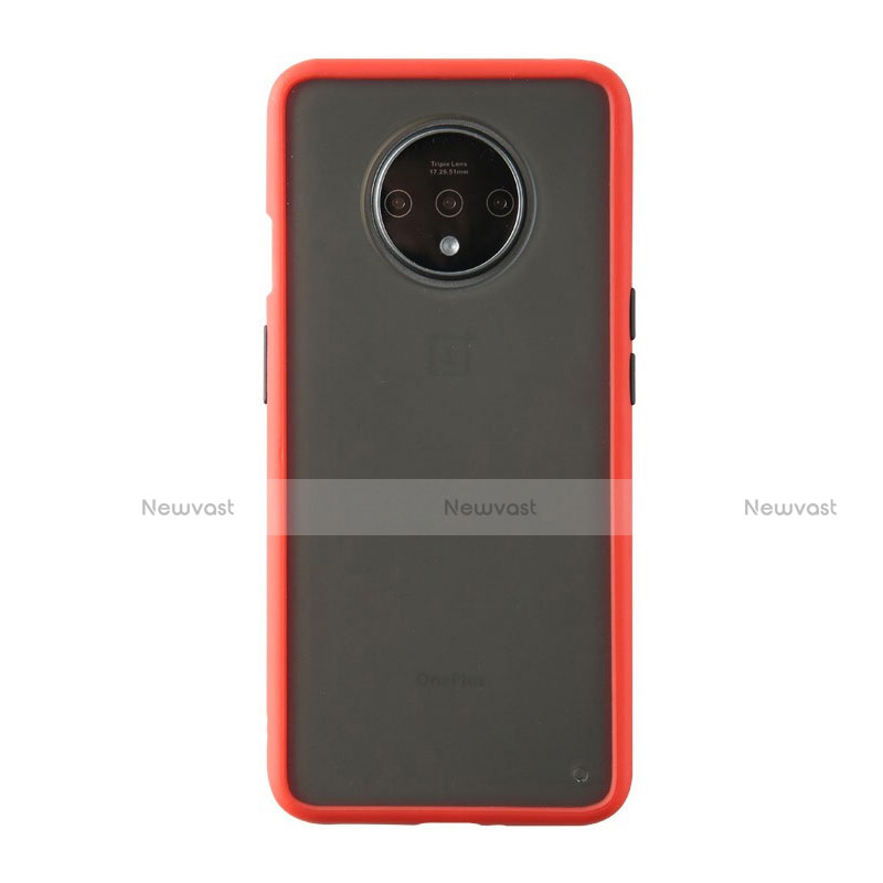 Silicone Transparent Mirror Frame Case Cover H03 for OnePlus 7T Red