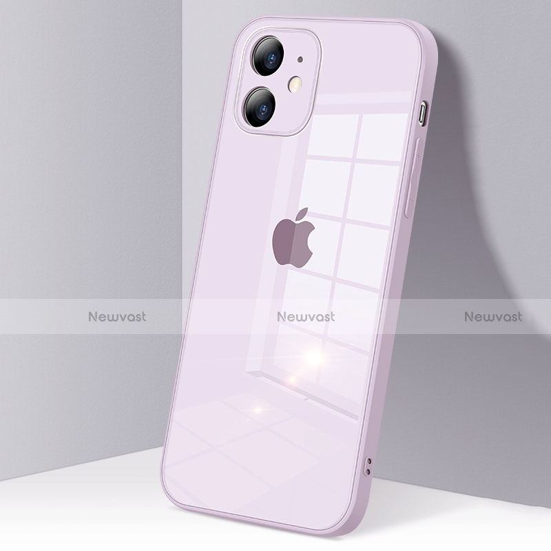 Silicone Transparent Mirror Frame Case Cover H06 for Apple iPhone 12 Mini Clove Purple