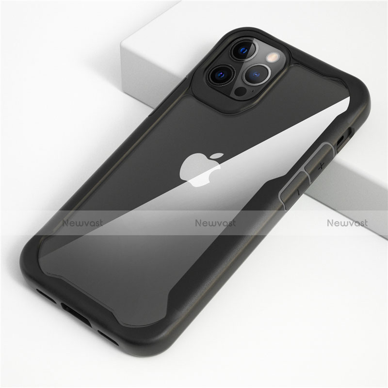 Silicone Transparent Mirror Frame Case Cover M01 for Apple iPhone 12 Pro Max Black