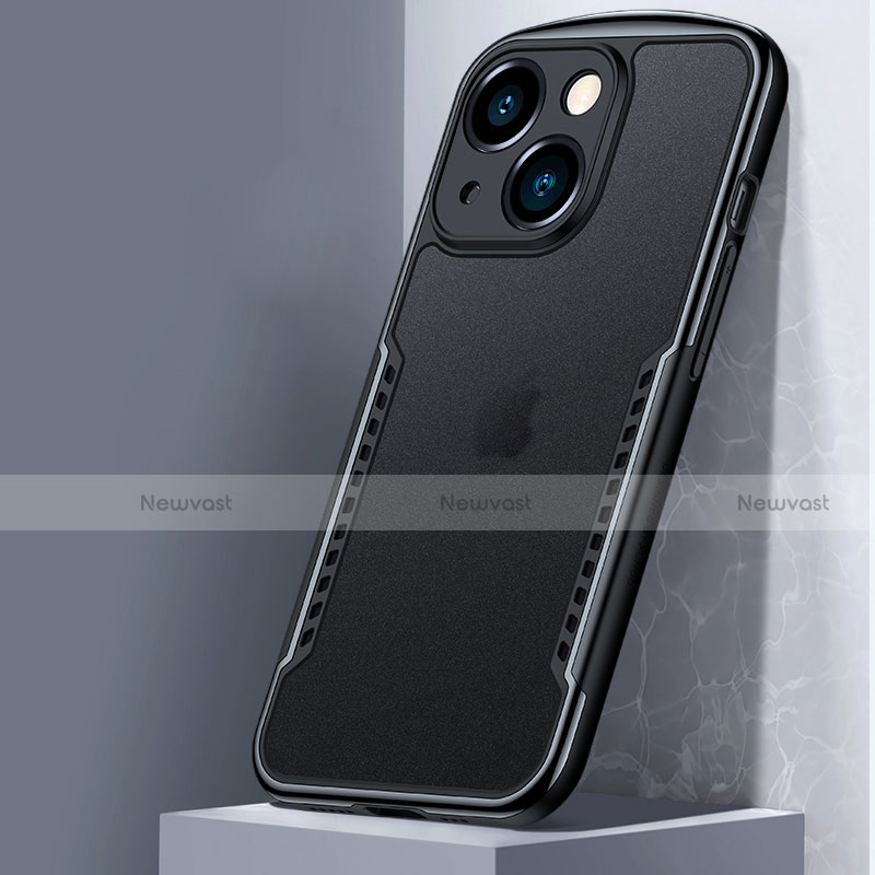 Silicone Transparent Mirror Frame Case Cover M01 for Apple iPhone 14 Plus Black