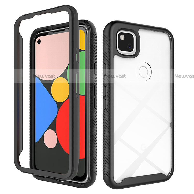 Silicone Transparent Mirror Frame Case Cover M01 for Google Pixel 4a