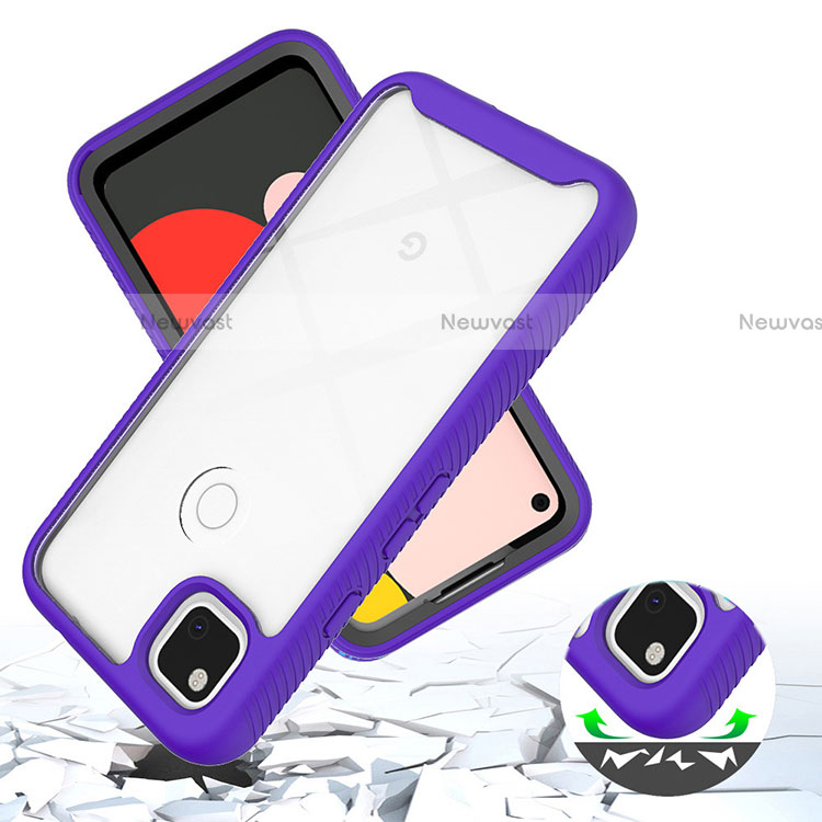 Silicone Transparent Mirror Frame Case Cover M01 for Google Pixel 4a