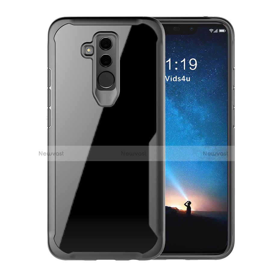 Silicone Transparent Mirror Frame Case Cover M01 for Huawei Mate 20 Lite Black