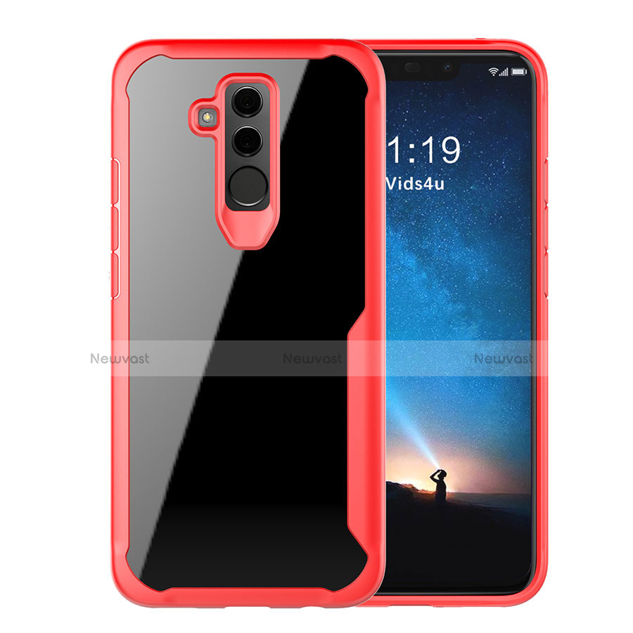 Silicone Transparent Mirror Frame Case Cover M01 for Huawei Mate 20 Lite Red