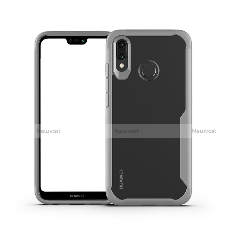 Silicone Transparent Mirror Frame Case Cover M01 for Huawei Nova 3e Gray