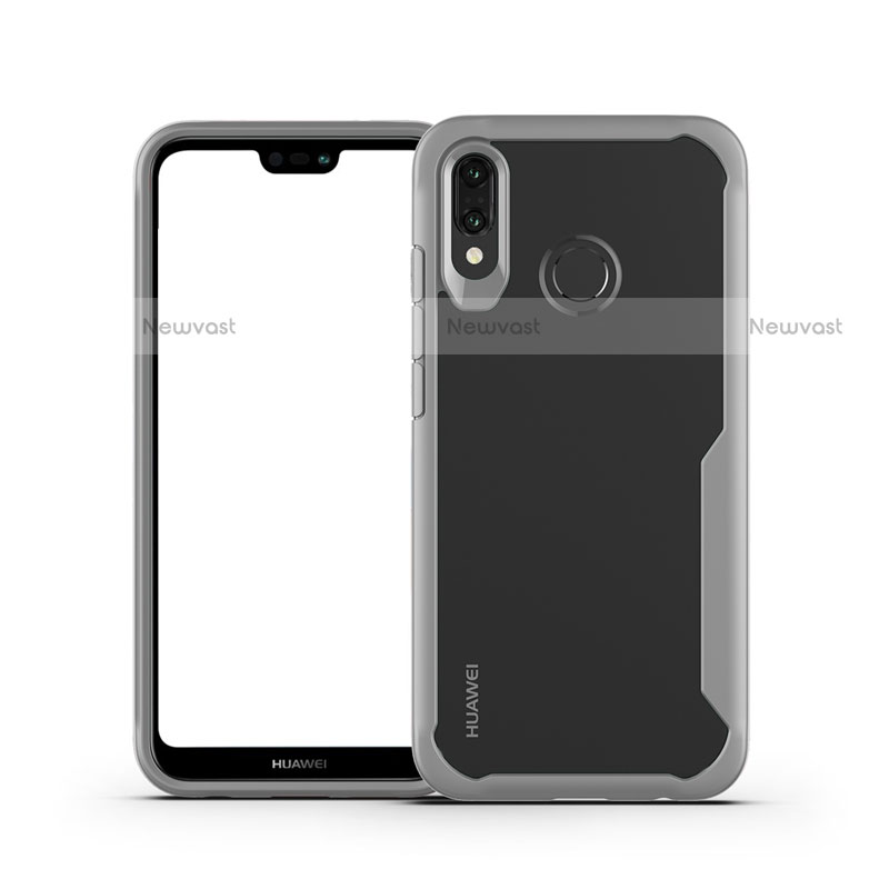 Silicone Transparent Mirror Frame Case Cover M01 for Huawei P20 Lite Gray